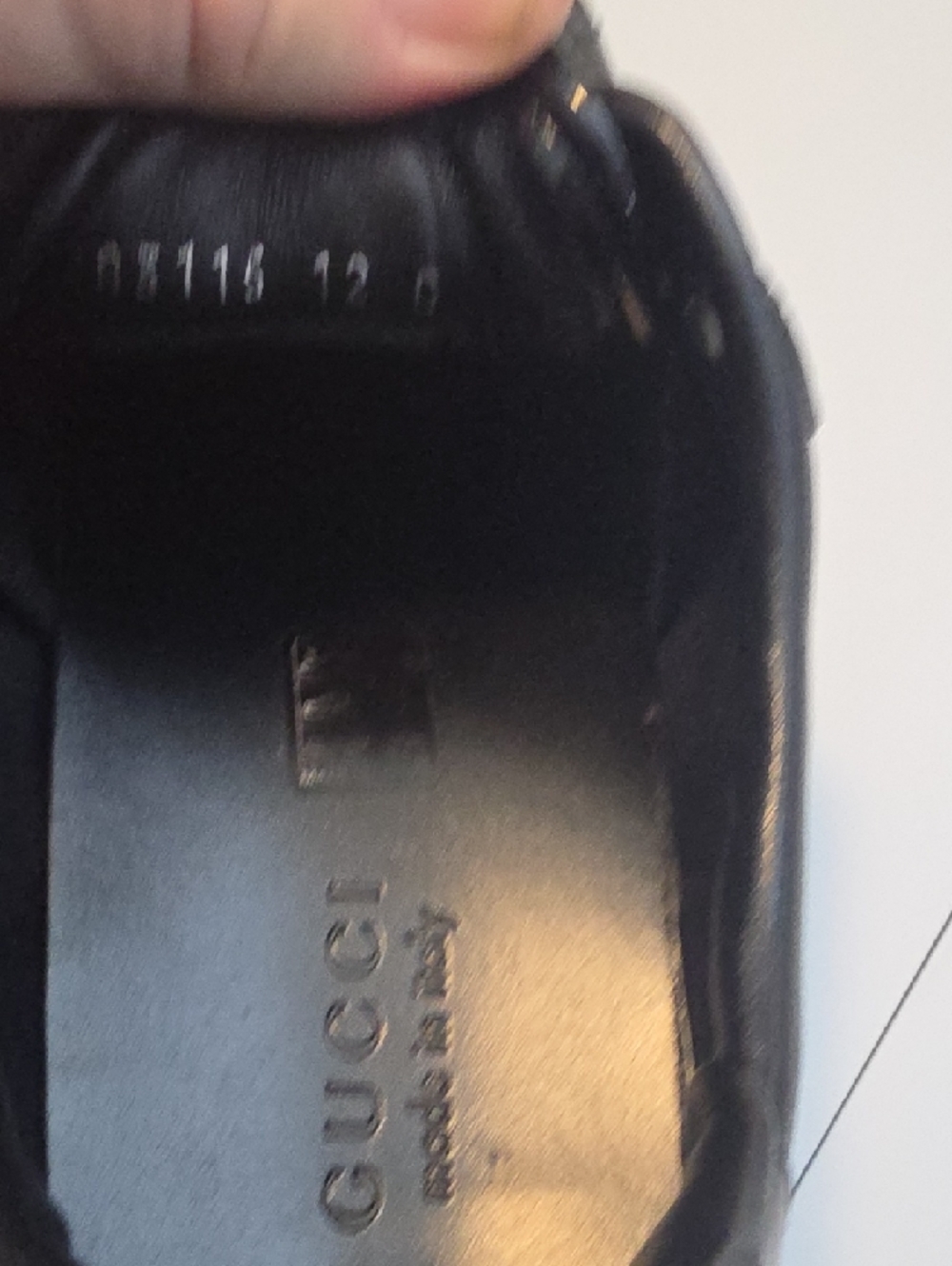 Gucci Black Leather Men's Sneakers with Green & Red Stripe Size 12 - Picture 7 of 9